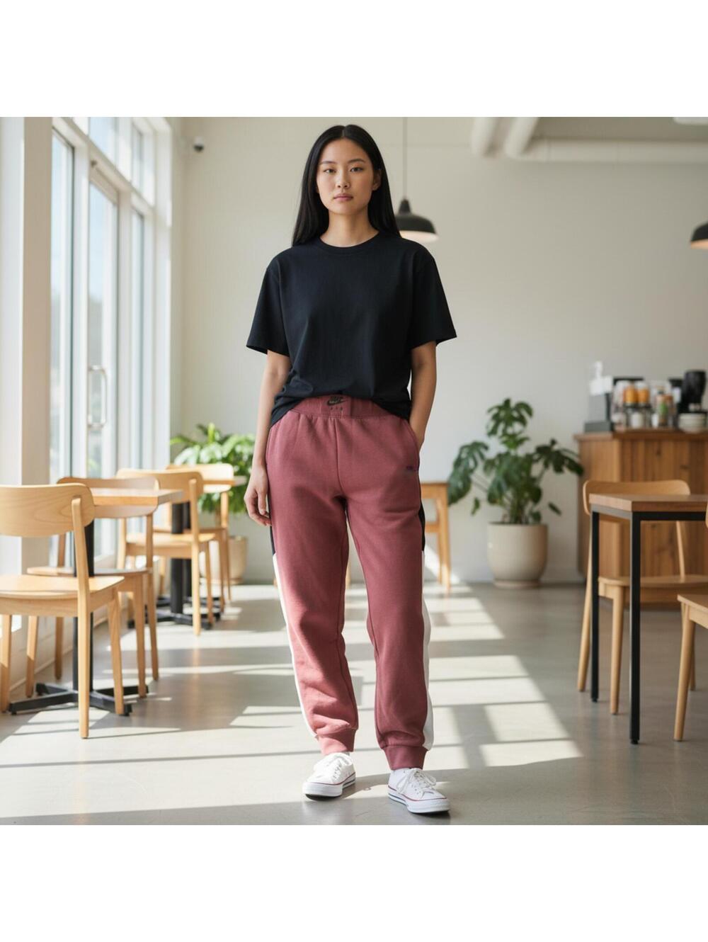 Nike Air Joggers Sweatpants Pink Colorblock Fleece M